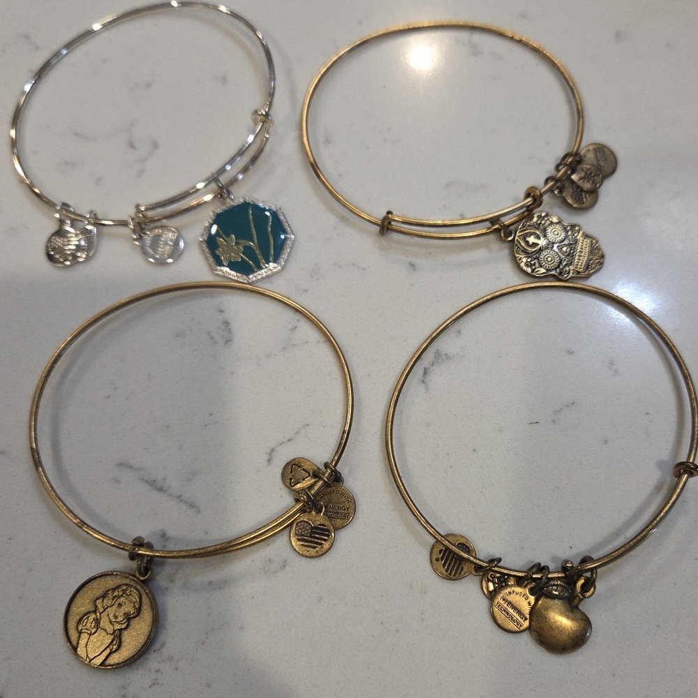 Lot of Alex and Ani Gold and Silver Charm Bracelets